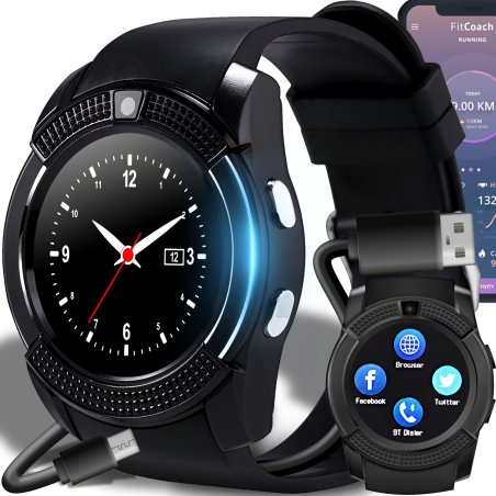 M012E   (Aleja1) M083A   SMARTWATCH V8 ZEGAREK SMART WATCH PL KARTA SIM SD -E288