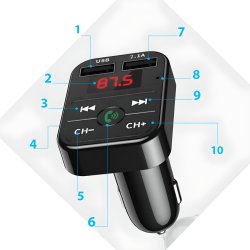 M062B (Aleja2)  N342 TRANSMITER FM BLUETOOTH ŁADOWARKA MP3 2xUSB SD LCD -E089