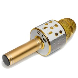 M002H   MIKROFON KARAOKE BEZPRZEWODOWY BLUETOOTH GŁOŚNIK 2 złoty E114