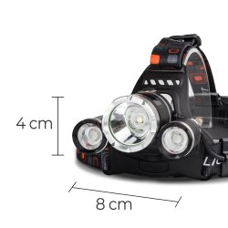 M083B (aleja3)   LATARKA CZOŁOWA 3 x LED T6 CREE CZOŁÓWKA AKU -E051