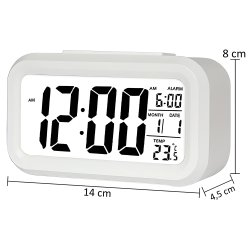 M032A (ALEJA1)  BUDZIK ZEGAR LED TERMOMETR PODŚWIETLENIE 12/24H biały E182