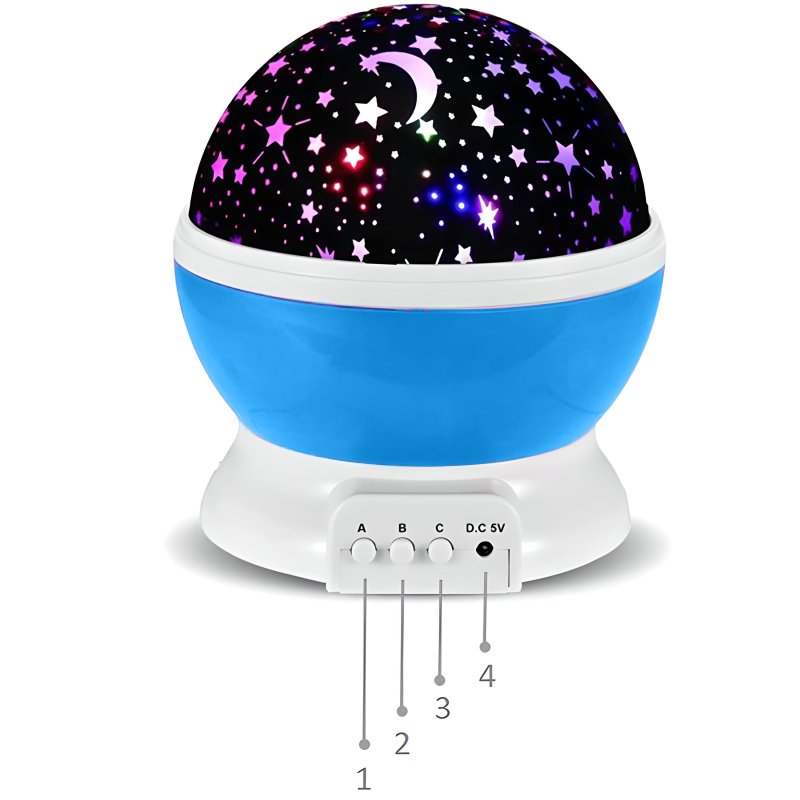 M004B    LAMPKA NOCNA PROJEKTOR GWIAZD NIEBA OBROTOWA 2w1 - niebieska D005