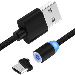 M000   KABEL MAGNETYCZNY 3w1 DO IPHONE MICRO USB TYP-C 1m - czarny