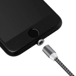 N196 KABEL MAGNETYCZNY 3w1 DO IPHONE MICRO USB TYP-C 1m - szary