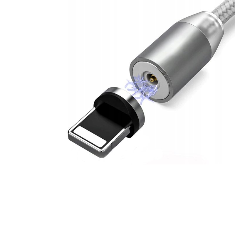 N196 KABEL MAGNETYCZNY 3w1 DO IPHONE MICRO USB TYP-C 1m - szary