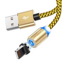 M000 KABEL MAGNETYCZNY 3w1 DO IPHONE MICRO USB TYP-C 1m - żółty złoty