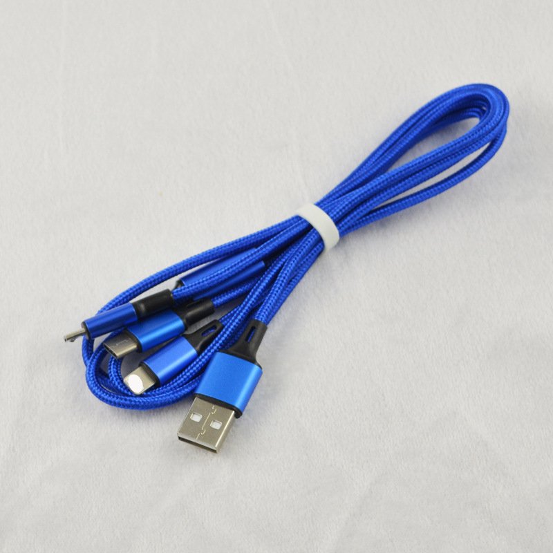 M002D   KABEL ŁADOWARKA 3w1 DO IPHONE MICRO USB TYP-C - niebieski -E198-2