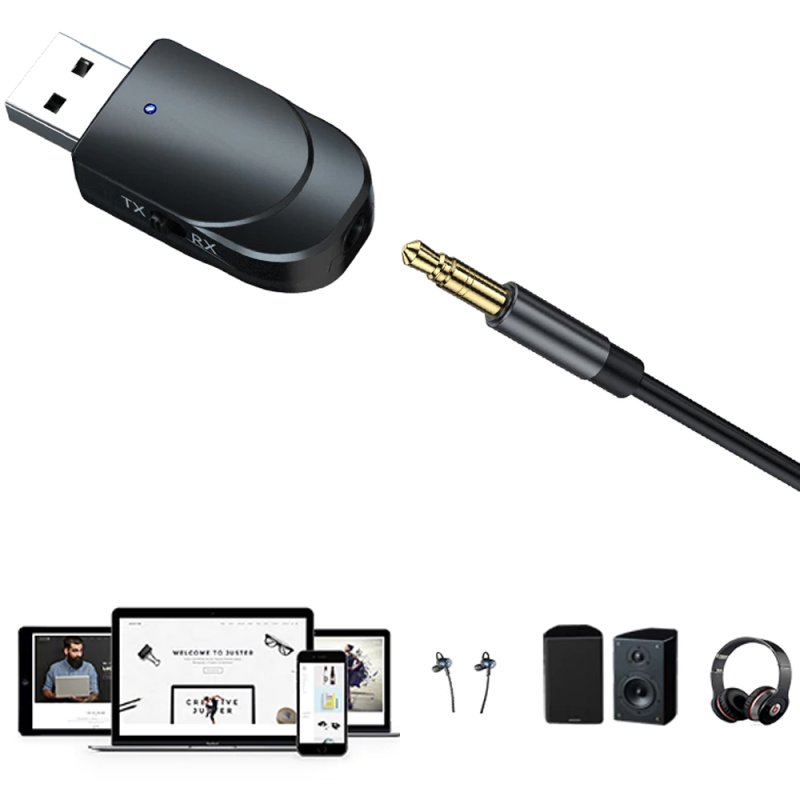 N264 N017 ODBIORNIK DŹWIĘKU ADAPTER BLUETOOTH USB + AUX MINIJACK E297