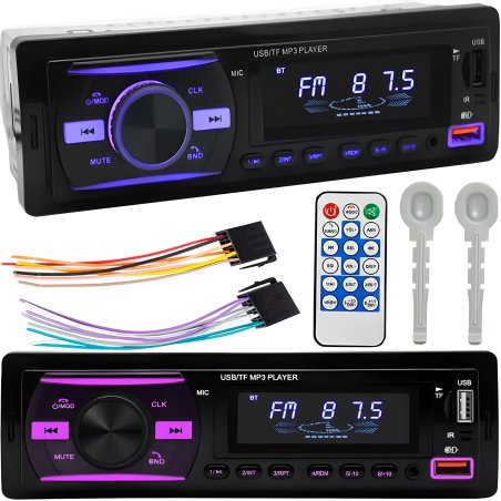 M002B   RADIO SAMOCHODOWE BLUETOOTH USB MP3 AUX KOLORY -M024-2