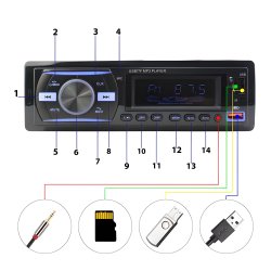 M002B   RADIO SAMOCHODOWE BLUETOOTH USB MP3 AUX KOLORY -M024-2