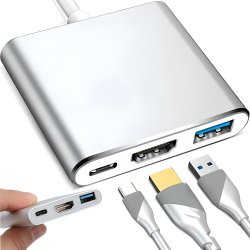 N074  PRZEJŚCIÓWKA ADAPTER 3W1 USB-C 4K HDMI HUB USB 3.0  -E379