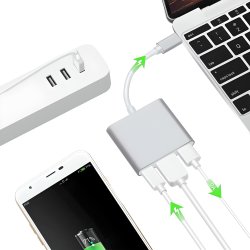 N074  PRZEJŚCIÓWKA ADAPTER 3W1 USB-C 4K HDMI HUB USB 3.0  -E379