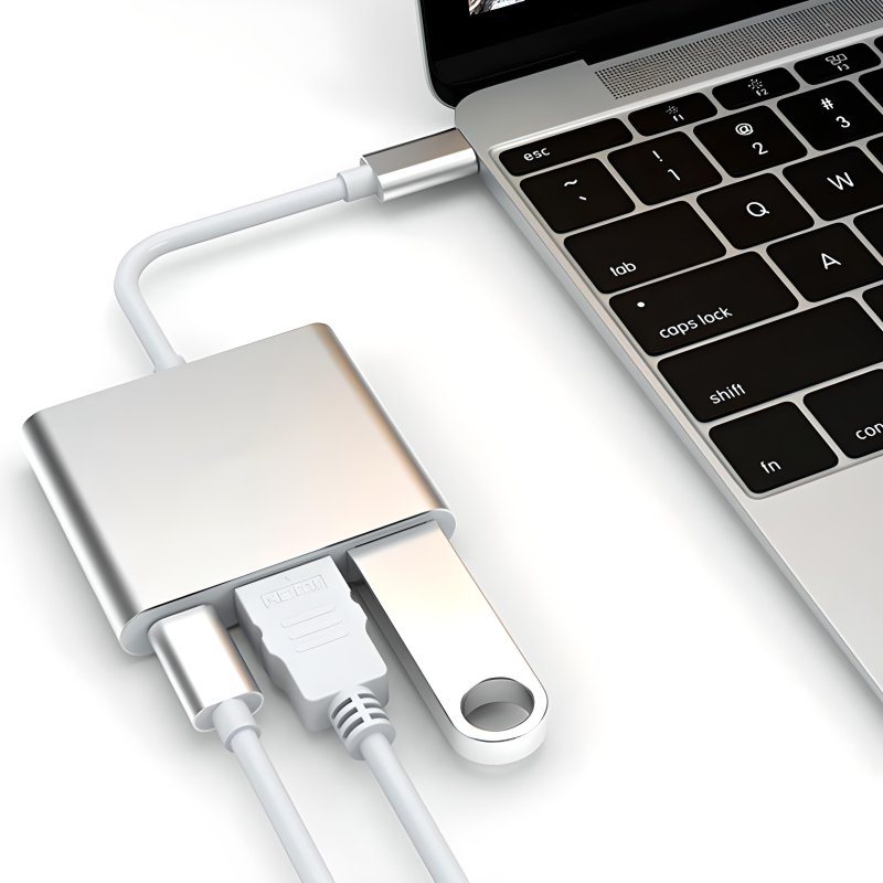 N074  PRZEJŚCIÓWKA ADAPTER 3W1 USB-C 4K HDMI HUB USB 3.0  -E379