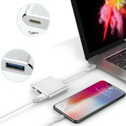 N074  PRZEJŚCIÓWKA ADAPTER 3W1 USB-C 4K HDMI HUB USB 3.0  -E379