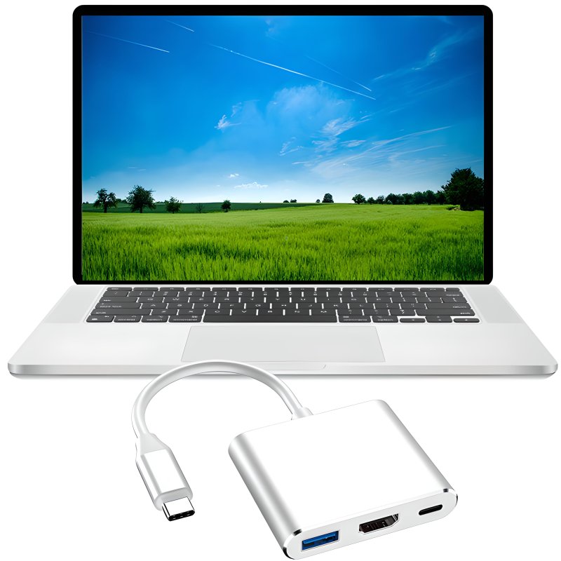 N074  PRZEJŚCIÓWKA ADAPTER 3W1 USB-C 4K HDMI HUB USB 3.0  -E379