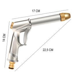 N202 PISTOLET OGRODOWY DO WĘŻA ZRASZACZ WODY METALOWY -srebrny O468