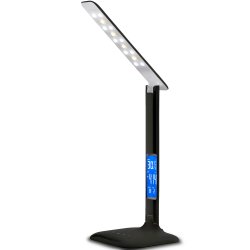 M040E LAMPKA LED BIURKOWA SZKOLNA BIURKO WYŚWIETLACZ LCD ZEGAR DATA TEMPERATURA  -czarna E146-1