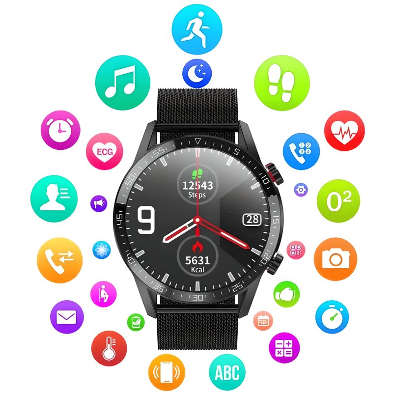 N054 ZEGAREK SMARTWATCH CIŚNIENIOMIERZ EKG ROZMOWY PL-E774