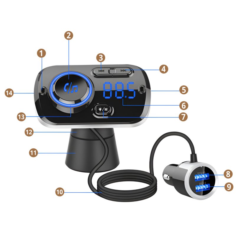 M058G (ALEJA2)   TRANSMITER BLUETOOTH 5 EDR ŁADOWARKA MP3 QC 2XUSB -E663