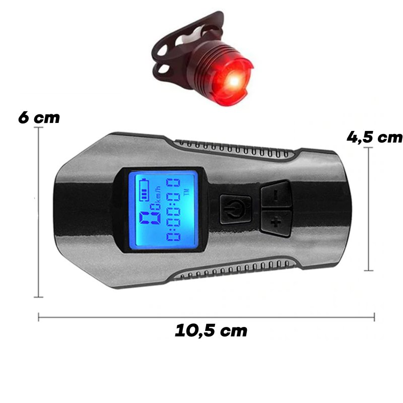 N269 N263LAMPKA ROWEROWA LED LICZNIK KM PRĘDKOŚCIOMIERZ TYŁ -S092 + Lampka tył