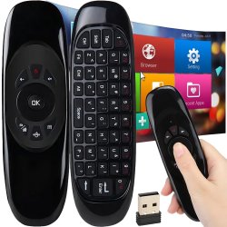 N030 PILOT DO TV KLAWIATURA MYSZKA BEZPRZEWODOWA NA RUCH USB SMART TV 10m 3w1 -E235