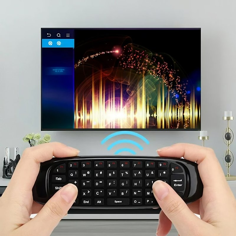 N030 PILOT DO TV KLAWIATURA MYSZKA BEZPRZEWODOWA NA RUCH USB SMART TV 10m 3w1 -E235