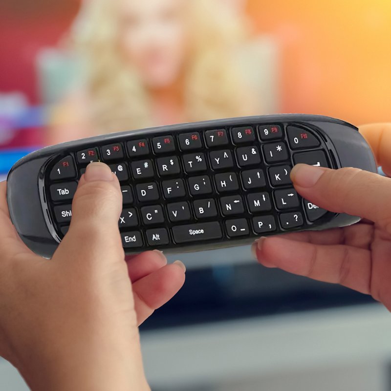 N030 PILOT DO TV KLAWIATURA MYSZKA BEZPRZEWODOWA NA RUCH USB SMART TV 10m 3w1 -E235