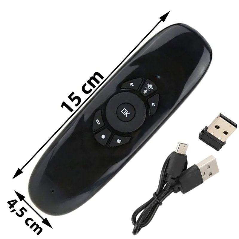 N030 PILOT DO TV KLAWIATURA MYSZKA BEZPRZEWODOWA NA RUCH USB SMART TV 10m 3w1 -E235