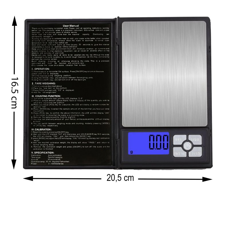 N106 WAGA JUBILERSKA ELEKTRONICZNA 0,01- 500g WAGI LCD XL -E703