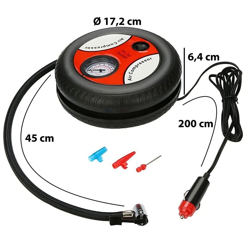 M046G (ALEJA1) KOMPRESOR SAMOCHODOWY SPRĘŻARKA POMPKA 12V 260PSI  - M093