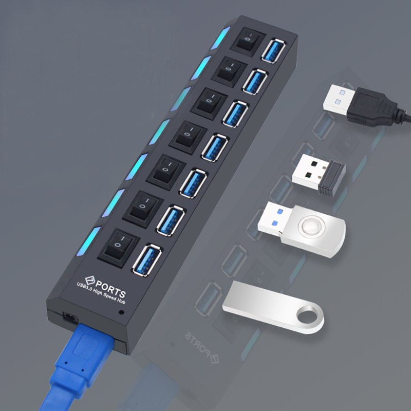 M005A HUB USB ROZDZIELACZ 7 PORTÓW ROZGAŁĘŹNIK USB 3.0 - E648