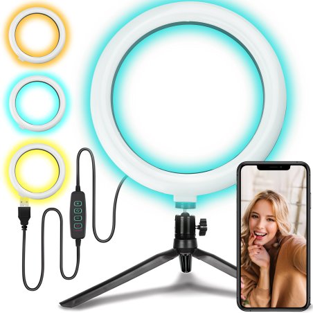 M046A (Aleja2) N020 LAMPA DO SELFIE LED PIERŚCIENIOWA RING MAKIJAŻ STATYW DO ZDJĘĆ TRIPOD USB -E220