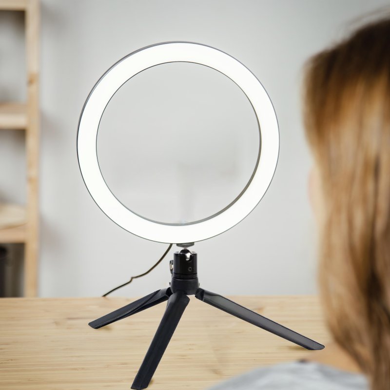 M046A (Aleja2) N020 LAMPA DO SELFIE LED PIERŚCIENIOWA RING MAKIJAŻ STATYW DO ZDJĘĆ TRIPOD USB -E220