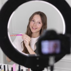 M046A (Aleja2) N020 LAMPA DO SELFIE LED PIERŚCIENIOWA RING MAKIJAŻ STATYW DO ZDJĘĆ TRIPOD USB -E220