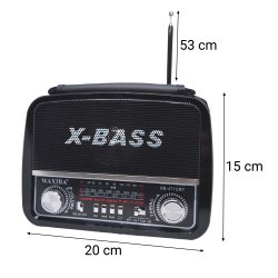 M075F / Z018H  RADIO KUCHENNE PRZENOŚNE SIECIOWE NA BATERIE FM/AM/SW USB AUX SD MP3 CZARNE   -E847