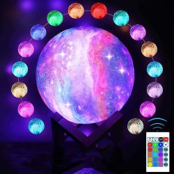 M014E (ALEJA1) Z015A   LAMPKA LAMPA NOCNA KSIĘŻYC ŚWIECĄCY 3D MOON RGB PILOT LED LIGHT MOONLIGHT - E798