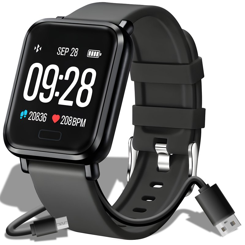 N309 SMARTWATCH ZEGAREK CZARNY WODOODPORNY SPORT PULS CIŚNIENIE POWIADOMIENIA IP67 - E740