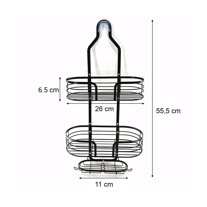 M062G (ALEJA2) Z014F/G/H M085B PÓŁKA ŁAZIENKOWA WISZĄCA POD PRYSZNIC PRYSZNICOWA CZARNA PODWÓJNA ODPORNA - O952