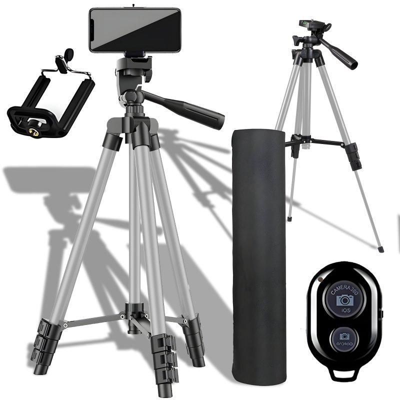 M048E (Aleja2) STATYW 4w1 TRIPOD 103cm PILOT BLUETOOTH UCHWYT NA TELEFON DO TELEFONU -E085-3 (❗❗❗UWAGA  SREBRNY MAŁY ❗❗❗)