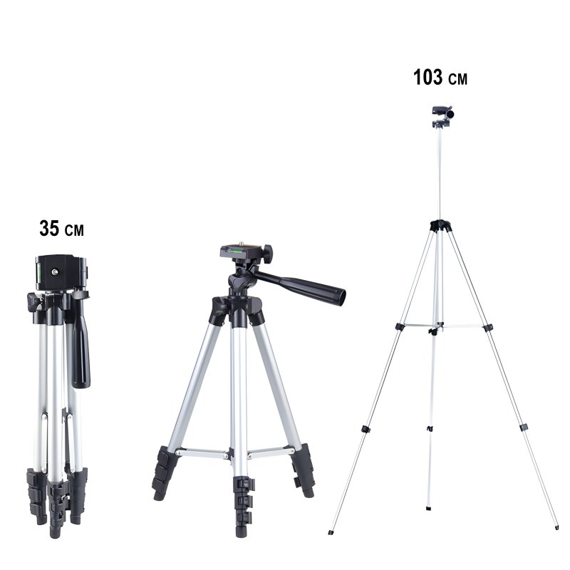 M048E (Aleja2) STATYW 4w1 TRIPOD 103cm PILOT BLUETOOTH UCHWYT NA TELEFON DO TELEFONU -E085-3 (❗❗❗UWAGA  SREBRNY MAŁY ❗❗❗)